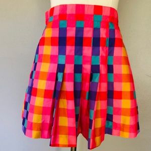 Pleated Short Skirt Size 6 TAIL Checks Side Zipper